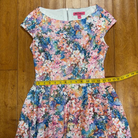 Betsey Johnson Womens Fit Flare Dress Size 2 Cut Out Watercolor Wedding Party - Picture 11 of 14